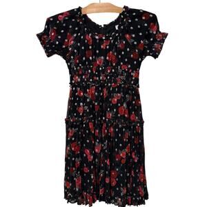 Ivy City | Dress Black Red Floral Short Sleeve Mom and Me Girls Size 6 7 T
